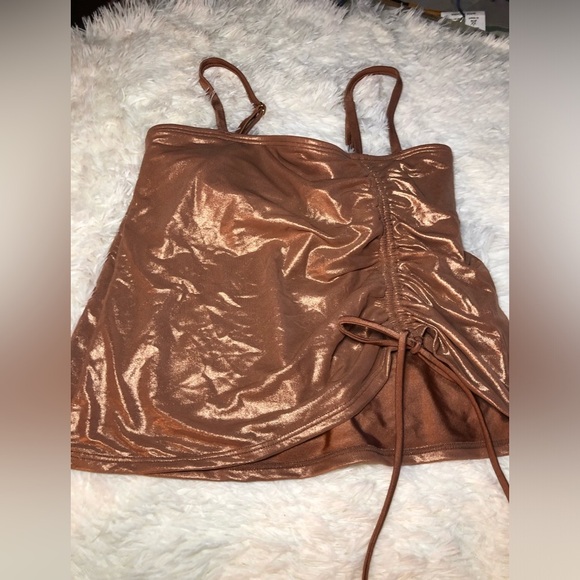 VENUS Shimmering Bronze Metallic Ruched Bikini Top size 6 - Picture 3 of 12